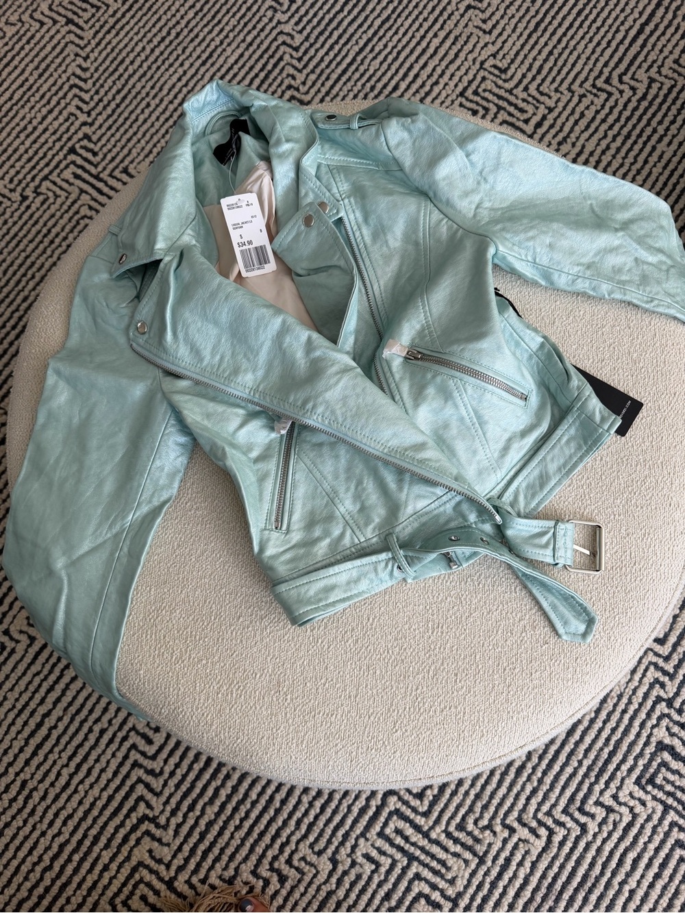Forever 21 Mint Faux Leather Moto Jacket